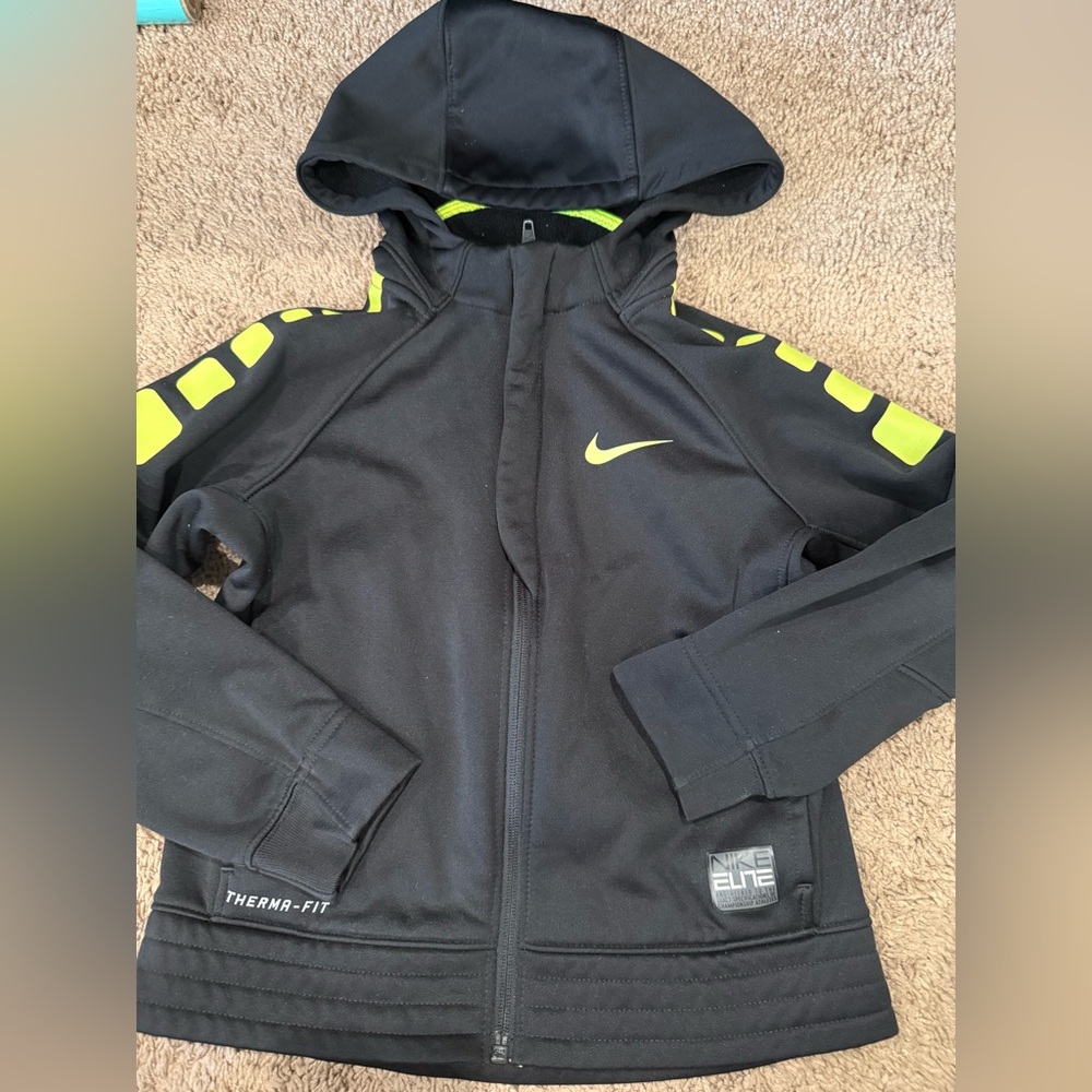 - Nike Toddler Boys Elite Therma-Fit Stripe Full-Zip Black Hoodie Jacke